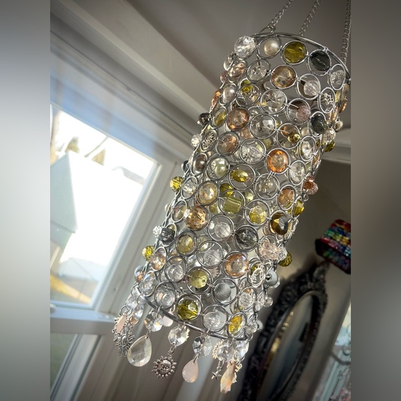 Crystal and Beaded Chandelier Decor Sun Catcher Celestial 70s Vibe